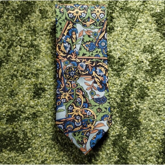 Shinawatra 100% Thai Silk Tie Hand Woven Made in Thailand Blue Green White NWT - Picture 1 of 11